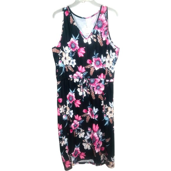 NEW West Loop Womens Floral Printed Dress Event Night Out Drawstring XL NWT - Picture 1 of 3